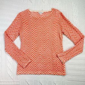 Garnet Hill Orange and White Chevron Sweater
